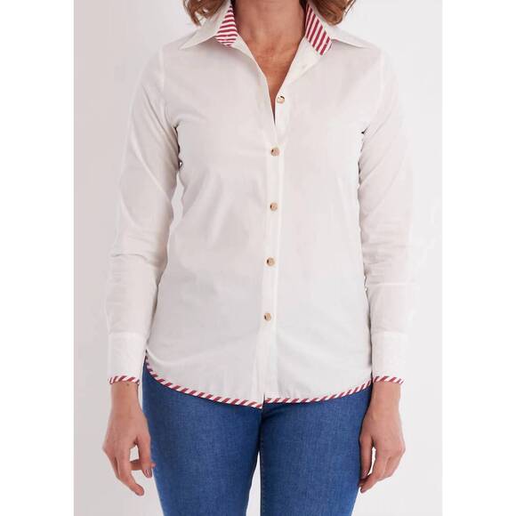 CK BRADLEY Tops - NEW CK BRADLEY bryson button down in white/mulberry stripe